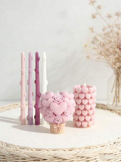 1个心形篮子模具，适用于DIY香薰蜡烛、石膏浮雕装饰、树脂艺术、陶艺和水泥创意装饰。可用于情人节惊喜、结婚纪念日装饰、生日派对甜蜜场景、母亲节手工祝福和新年庆祝活动。心形篮子设计象征着爱，易于脱模，适合重复制作浪漫主题的手工艺品。