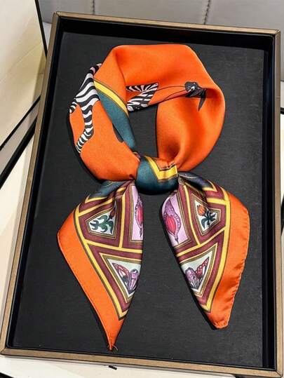 وشاح مربع بطبعة الزيبرا طراز فينتاج استوائي، 1 قطعة موديل ربيع/صيف 2026، متعدد الاستخدامات للرياضات الخارجية والمشي والمواعدة والرقص الشارعي والسفر وتصوير الصور