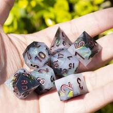Resin Dice Set, Handmade Polyhedral Suitable For Role-Playing Games, 7pcs Dice Set, Birthday Gift & Party Supplies - Multicolor - View 6