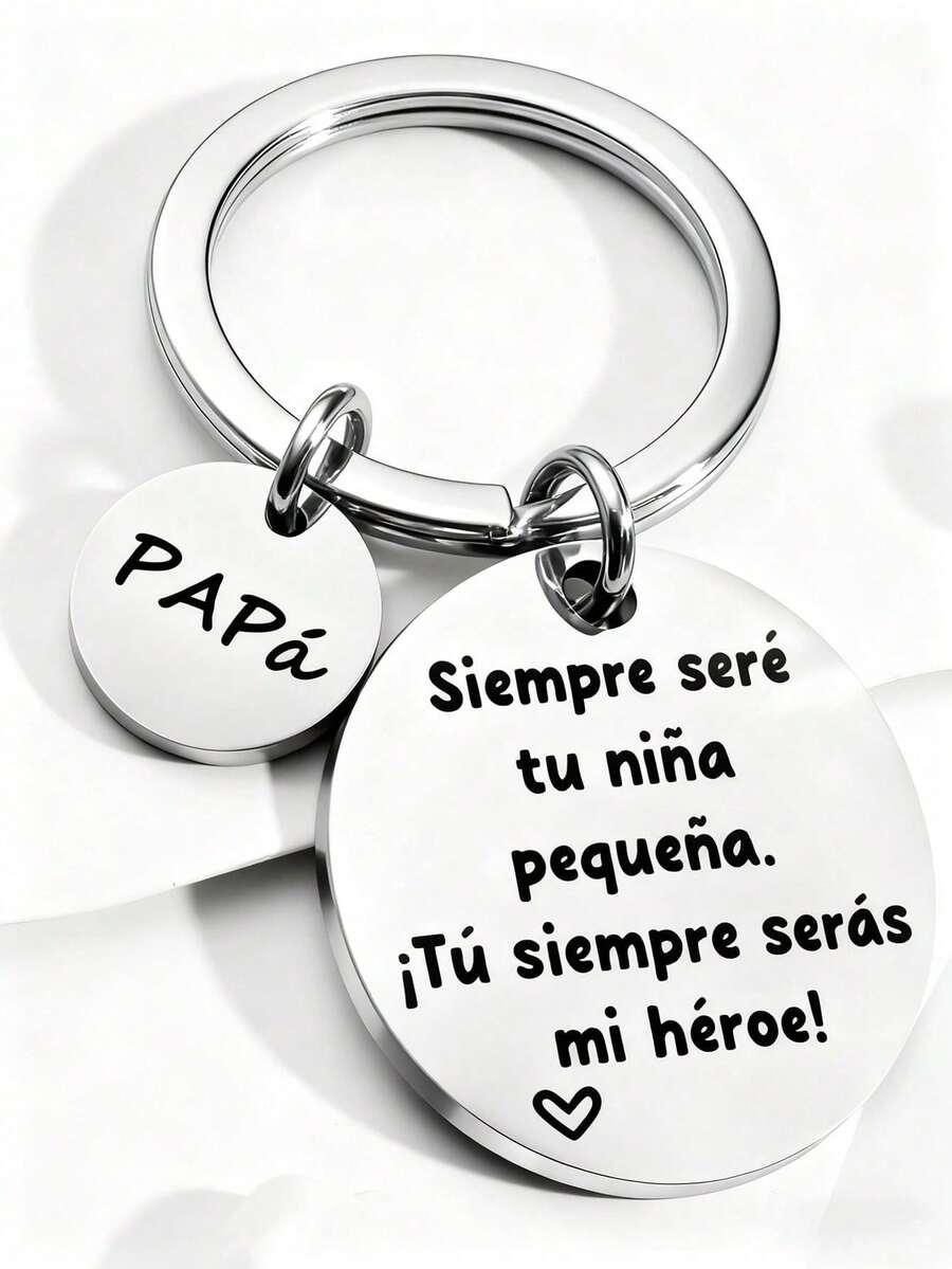 爸爸钥匙扣 - “你永远是我的英雄” 西班牙语刻字，父亲节礼物，送给英雄爸爸的钥匙圈 - 彩色 - 查看 1