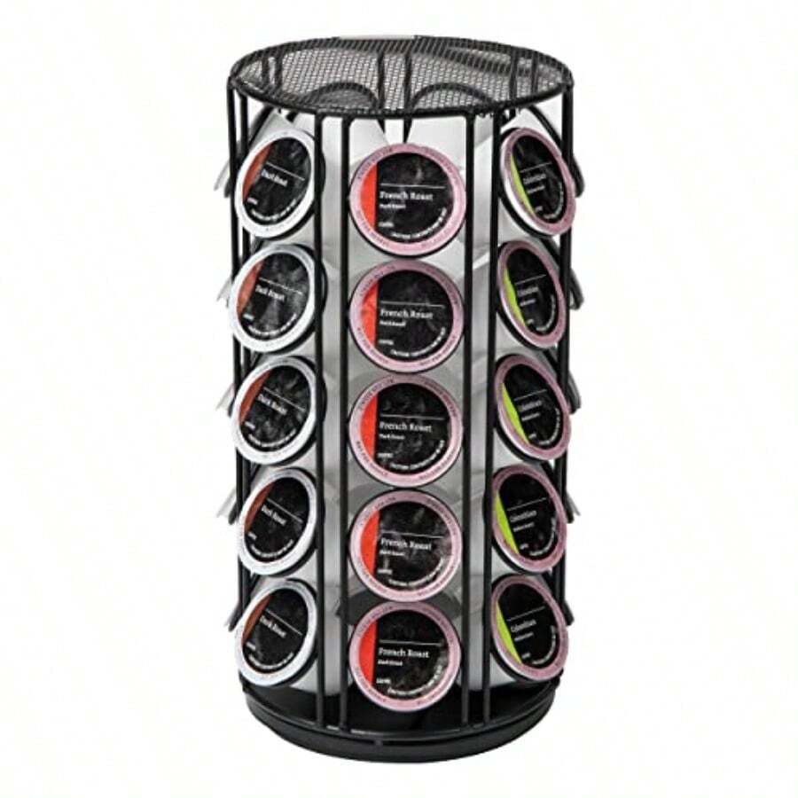 Mind Reader METCAR35-BLK Coffee Pod Storage Carousel Holds 35 K-Cups Coffee Pod Holder Black Metal Mesh - Negro - Ver 1