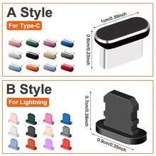 Set 3 Buah Penutup Debu Logam Termasuk 2 buah Penutup Debu Type-C/Lightning dengan 1 buah Sikat Pembersih, Penutup Debu Port Pengisian Lightning Kompatibel dengan iPhone 17 16 15 14 13 12 11 Pro Max, Pelindung Port Type-C Kompatibel dengan Semua Perangkat Type-C - MultiWarna - View 2