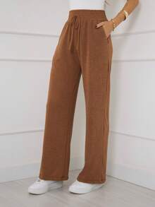 Wide-Leg Pants/Women's Pants/Wool Pants/Women's Clothing/High Waist/With Pockets/Code 107 - NÂU NHẠT - Xem 2