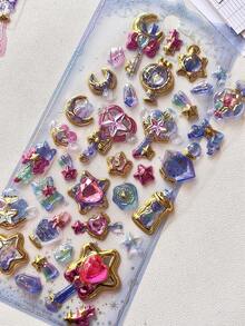 Stiker Glitter Foil Vintage, Stiker Dekoratif Kristal Berlian 3D untuk Casing Ponsel DIY, Perencana, Jurnal - MultiWarna - View 14