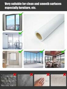 1 Roll Matte Privacy Window Film - Static Cling Removable Glass Sticker - UV Blocking Shade For Office, Meeting Room, Bathroom, Living Room - Multicolor - View 3