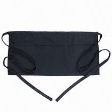 1pc Black Apron For Server, Made Of Durable Polyester Blend Fabric With 3 Large Pockets, Adjustable Waist Strap, Lightweight And Water-Resistant, Suitable For Restaurants, Cafes, Catering Services And More. Ideal For Waiters, Bartenders, Teachers, Gardeners And Home Chefs To Keep Essentials Organized And Hands-Free, Presenting A Professional Look For Breakfast, Lunch, Dinner Service, Holidays And Everyday Use. - Half-length - View 9