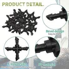 带尖头三通接头的滴灌十字接头，兼容标准滴灌管，适用于花园草坪灌溉系统，草坪灌溉系统组件 | 三通接头 | 耐用接头，灌溉配件 - 查看 4