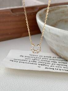 1pc Stainless Steel U-Shaped Horseshoe Pendant Necklace, Minimalist Style Versatile Dainty Clavicle Chain For Women, Commuting Accessory - U Necklace - View 7