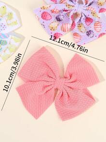 5个复活节兔子蝴蝶结发夹，彩蛋装饰蝴蝶结，适合女孩，优雅发饰，派对小礼物 - 彩色 - 查看 6