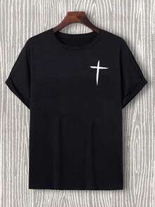Manfinity Homme Hombres Camiseta con estampado de dibujo - Negro - Ver 6