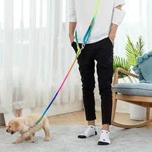 Reflective Hands-Free Dog Leash, Adjustable Bungee With Shock Absorption, Durable Nylon Webbing, Blue With Reflective Stripes, Ideal For Walking, Hiking & Running, Fits Small To Large Dogs, Convenient Outdoor Accessory - A - View 6