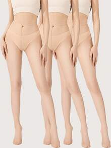 1 chiếc/3 chiếc/6 chiếc Quần tất nữ màu đen trơn, siêu mỏng, cạp cao, có phần mũi được gia cố - Phù hợp cho người có cân nặng từ 40-60kg - Nhiều màu - Xem 11