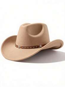 1pc Western Cowboy Hat, Suitable For Men And Women, Soft Wool Felt Material, Leather Strap Cowboy Hat, Suitable For Back To School, Christmas, Halloween, Festivals, Casual Occasions - Style 2 - View 13