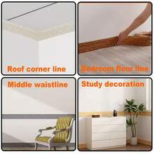 1pc 90.55 Inch X 4.72 Inch Self-Adhesive Removable PVC Corner Guard Edge Trim 3D Textured Decorative Strip For Kitchen, Bathroom, TV Frame, Picture Frame And Furniture Protection - Easy Install/Removal, Decorative Baseboard - A - View 9