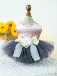 PETCIRCLE 1pc Pet Dress, Lightweight Breathable Mesh Skirt For Small Dogs & Cats, Spring/Summer New Arrival - Pink - Pink - View 6