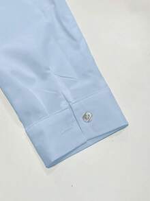 优雅休闲风宽松长袖设计，纽扣领，适合所有季节的休闲上衣，适合春季日常穿着。 - 淺色水洗藍 - 查看 4