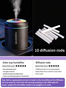 USB香薰加湿器,冷雾加湿,带LED灯,迷你加湿器,香薰雾化器,黑白两色可选,持久清新空气,适用于汽车、卧室、办公室、浴室、客厅、书桌等场所——馈赠佳品,另有6种不同精油可选。 - 加濕器組合 - 查看 26