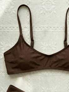 Bộ bikini kiểu Bohemian mới, dây đeo có thể điều chỉnh, cổ chữ V, gợi cảm, thanh lịch, thích hợp cho bãi biển, kỳ nghỉ, hẹn hò, tiệc tùng vào mùa xuân/hè. - màu nâu - Xem 4