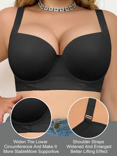 mimilemon Plus Size Minimalist Solid Color Seamless Underwire Bra