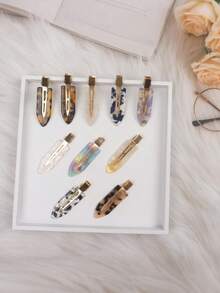 8个醋酸纤维防弯曲发夹 时尚防滑造型发夹 女士发饰 - 彩色 - 查看 6