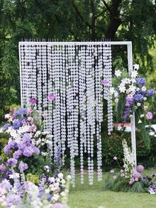 Juego de 10 piezas/50 piezas de corona de flores con flores de concha de perla blancas de 2 pulgadas, decoración transparente natural, corona de flores desmontable y ensamblada para decoración de fondo de boda, decoración de fondo para fiesta - Multicolor - Ver 3