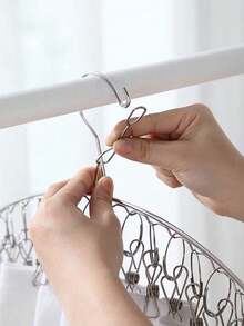 Windproof Clothes Drying Rack, Thick Stainless Steel Laundry Hanger For Drying Socks, Bras, Underwear, Stockings And Gloves - Silver - View 4