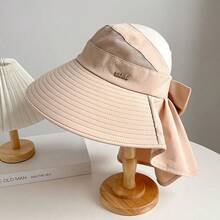 1pc New Large Brim Sun Hat For Women, Face & Neck Protection, UV Blocking, Bowknot Decor Bucket Hat,Accsesories - Multicolor - View 12