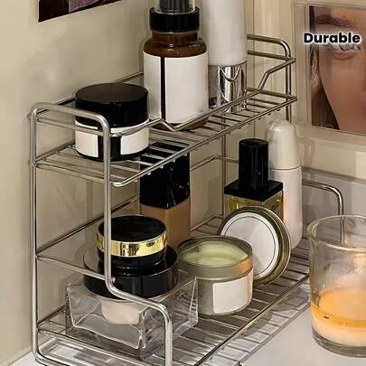 Nuevo estante de cocina moderno de acero inoxidable, estantería de almacenamiento abierta multifuncional para especias, latas y accesorios de baño, sin necesidad de montaje, diseño resistente y sin taladro, estantería de almacenamiento práctica
