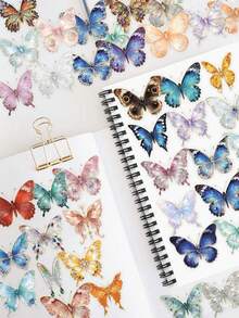 50pcs Gemstone Butterfly Stickers Stamping Handbook Laptop Cell Phone Case Luggage Guitar Stickers - A - View 5
