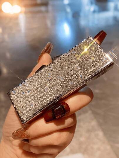 Luxurious And Fashionable Diamond Inlaid Medicine Box, Sparkling Pill Storage Box, Vitamin Medicine Box Mini Grid Portable Version, Small And Exquisite, Multifunctional Use, Jewelry Storage Box, Suitable For Daily Commuting, Travel, Vacation, Travel, Shopping, Giving Gifts To Friends And Family, Mother's Day Gifts, Teacher's Day Gifts, Back To School Season Opening, Sparkling Party Gifts