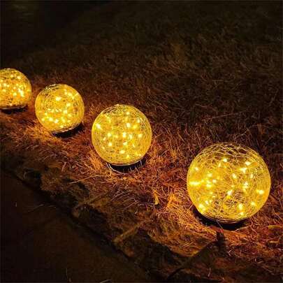 Solar Crackle Glass Globe Stake Lights, IP65 Waterproof Outdoor LED Garden Lights With 30 Ultra-Bright Warm White Copper Wire LEDs, Auto Dusk-To-Dawn Solar Powered Landscape Lamps, 12-Hour Long Runtime, Shatter-Resistant Glass & Sturdy Metal Stake, Perfect Decorative Lighting For Yard, Lawn, Pathway, Patio, Walkway, Wedding, Party, Christmas & Holiday Ambiance, Upgraded 2026 Version For Home & Outdoor Decoration
