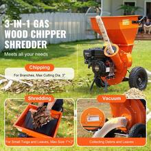 Wood Chipper Shredder Mulcher, 7HP Heavy Duty Gas Powered Engine, 3" Max Diameter 212cc 4.1 KW, 4-Stroke 3-In-1 Woodchipper, Fast Chipping Chopping For Forestry, Gardens, EPA Certified - 7HP 212cc 4.1 kW - 查看 2