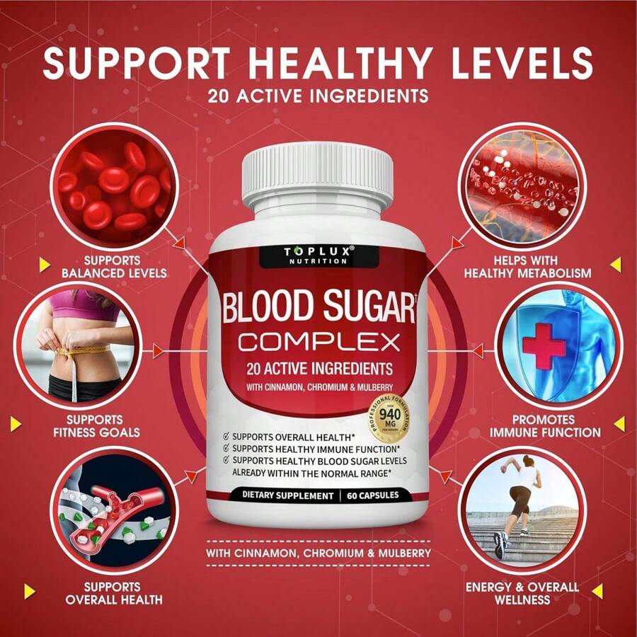 Toplux Herbal Blend Supplement Capsules | Cinnamon Bitter Melon Mulberry Chromium | Non-GMO Dietary Supplement | 60 Capsules (1 Bottle) - 1 chai - Xem 1
