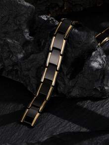 New Casual Style Men's Magnetic Bracelet, Minimalist Black Stainless Steel Bracelet, Suitable For Arthritis, Health Jewelry Gift - Bracelet - View 7