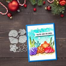 创意贝壳和海星模具，DIY剪贴簿相册和压花模板，贺卡制作工具，卡片纸切割工艺品，礼品卡制作模板模切。 - 銀色 - 查看 5