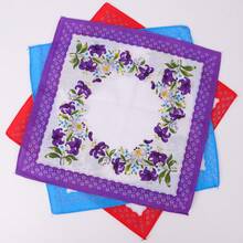 3 piezas Pañuelos cuadrados clásicos con estampado floral de media luna, fondo blanco, textura suave, livianos y transpirables, aptos para todas las estaciones, unisex, aplicables para exteriores, deportes, bodas y uso diario - Multicolor - Ver 10