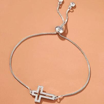 Adjustable Cross Bracelet For Women, Minimalist Luxury Design, Versatile Daily Wear Accessory