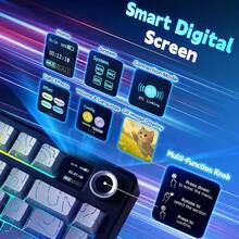 AULA F75 MAX Customized Mechanical Keyboard, 2.4G Wireless/Bluetooth/Wired Three-Mode, RGB Backlit Hot-Swappable Gaming Keyboard, 81-Key 75% Layout With TFT Smart Display Screen And Multimedia Buttons, PBT Keycaps, Ergonomic Design, Game & Office Modes Switchable, For Computer Laptop Office And Typing - View 9