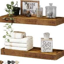 Minimalist Solid Wood One-Shelf Wall Mounted Rack, Living Room Dining Room Wall Storage Shelf, TV Wall Bookshelf - Multicolor - View 13