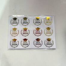 120张/60张/36张金色2026毕业纪念贴纸，10/5/3张，每张12张，2026毕业金箔祝贺贴纸，适用于毕业帽、礼盒、贺卡、信封、派对礼品，毕业生及毕业派对必备 - 金色 - 查看 6