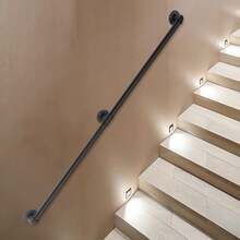 [SHZICMY]Pipe Stair Handrail, 5FT Staircase Handrail, Galvanized Iron Pipe Handrail, Industrial Pipe Handrail With Wall Mount Support, Round Corner Wall Handrailings For Indoor, Outdoor - 5 Feet - View 8