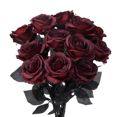 2支仿真丝花 - 大玫瑰，仿真花束，适用于家居、餐厅、客厅、户外花园装饰，也可用于婚礼、家庭花园和派对装饰，仿真花，婚礼用花，新娘捧花，婚礼用品，婚礼装饰，装饰花，春季装饰