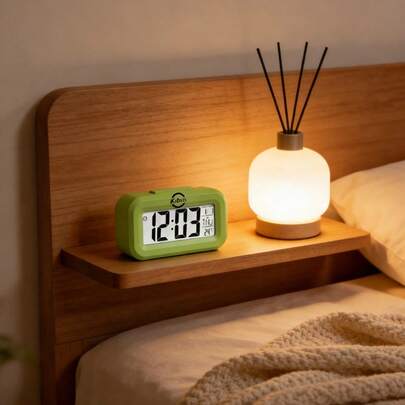 Multi-Functional Desk Clock, Large LCD Display, Supports Temperature/Date/Day Display, Snooze Function, Battery Powered, Compact Design - Batteries Not Included