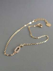 1 chiếc vòng tay tròn tối giản bằng bạc Sterling S925 đính đá, thời trang, thanh lịch, cá tính, sang trọng, tinh tế, thiết kế hình vuông hình học cao cấp, phụ kiện đa năng, món quà tinh tế. - hình học - Xem 4