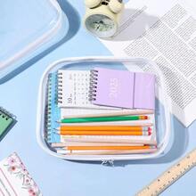 1pc Transparent Hard Shell Zipper Storage Box, Transparent Zipper Storage Bag, Hard Plastic Storage Box, Portable Travel Storage Organizer - Multicolor - View 5