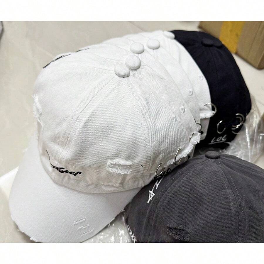Korean Version Of Vintage Distressed Soft-Top Baseball Cap For Women In Spring And Summer, Featuring Fashionable, Unique, Simple Design, Suitable For Street Wear, And Provides Good Sun Protection - Multicolor - View 1
