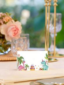 50pcs Dinosaur Theme Place Cards, DIY Handwritten Greeting Cards, Dinosaur Theme Party Table Cards, Blank Cards, Thank You Cards, Blessing Cards, Name Cards, Birthday Party, Banquet, Event, Reserved Seating - Dinosaur - View 6