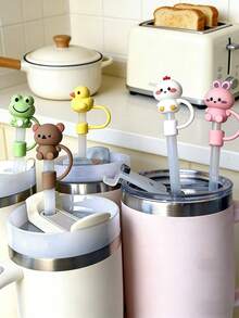 1pc/3pcs/5pcs Cute Animal 3D Straw Toppers, Reusable Straw Covers, Dust-Proof Straw Decorative Caps - Animal Straw Cover - View 8
