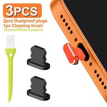 Set 3 Buah Penutup Debu Logam Termasuk 2 buah Penutup Debu Type-C/Lightning dengan 1 buah Sikat Pembersih, Penutup Debu Port Pengisian Lightning Kompatibel dengan iPhone 17 16 15 14 13 12 11 Pro Max, Pelindung Port Type-C Kompatibel dengan Semua Perangkat Type-C - MultiWarna - View 24
