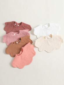 6pcs/Set Muslim Cotton Baby Bibs, Breathable 360 Degree Soft Absorbent Pure Cotton Burp Cloths - Multicolor 01 - View 5